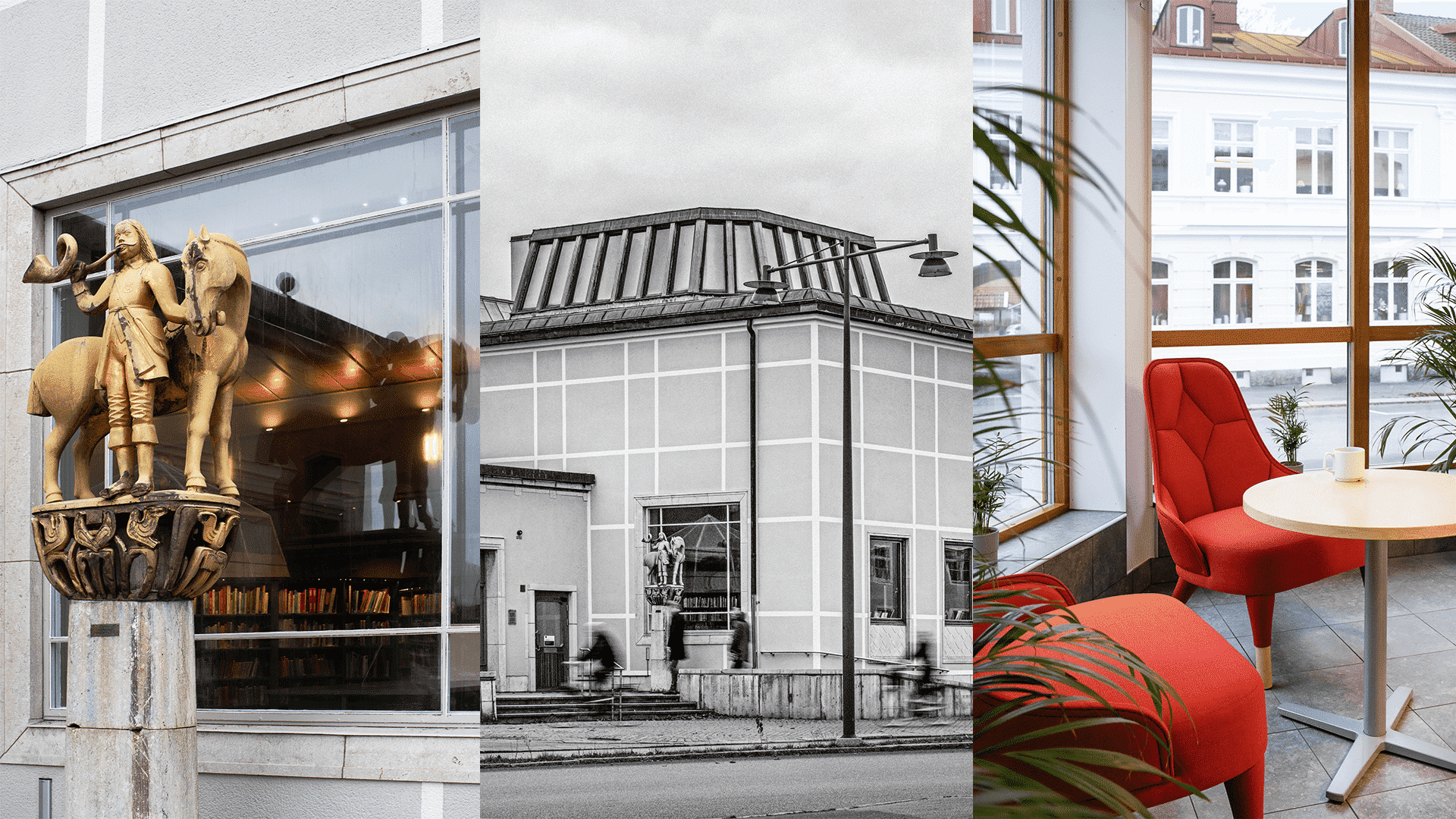 Interiör och exteriör från stadsbiblioteket